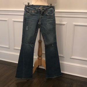 True religion wide leg distressed denim jeans 27
